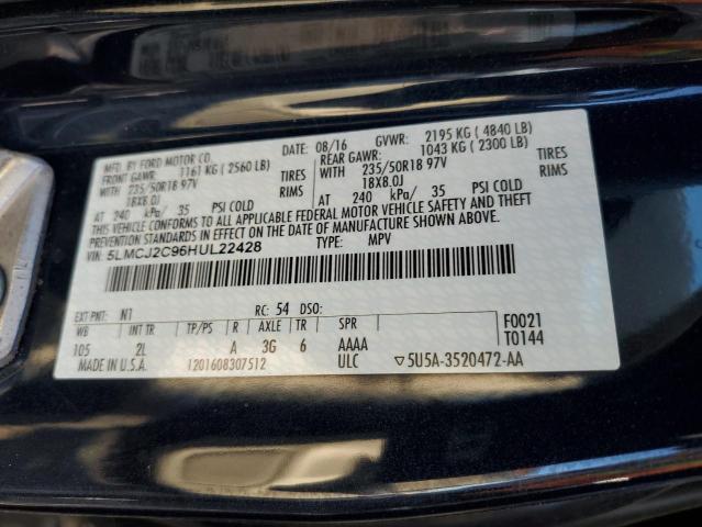 5LMCJ2C96HUL22428 - 2017 LINCOLN MKC SELECT Կապույտ լուսանկար 14