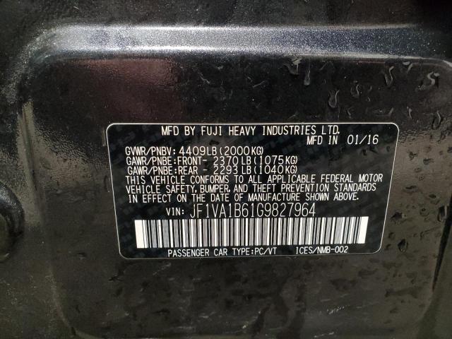 JF1VA1B61G9827964 - 2016 SUBARU WRX CHARCOAL photo 12