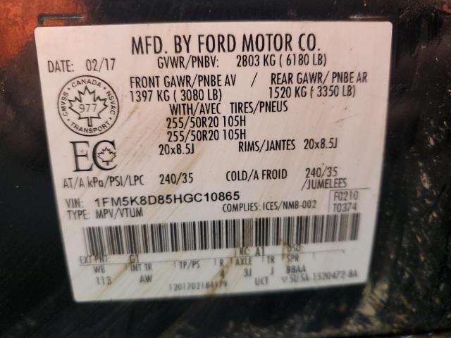 1FM5K8D85HGC10865 - 2017 FORD EXPLORER XLT Schwarz Foto 13