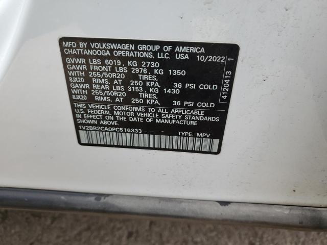 1V2BR2CA0PC516333 - 2023 VOLKSWAGEN ATLAS SEL WHITE photo 12
