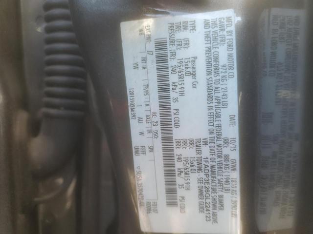 1FADP3E26GL224123 - 2016 FORD FOCUS S ნაცრისფერი ფოტო 12