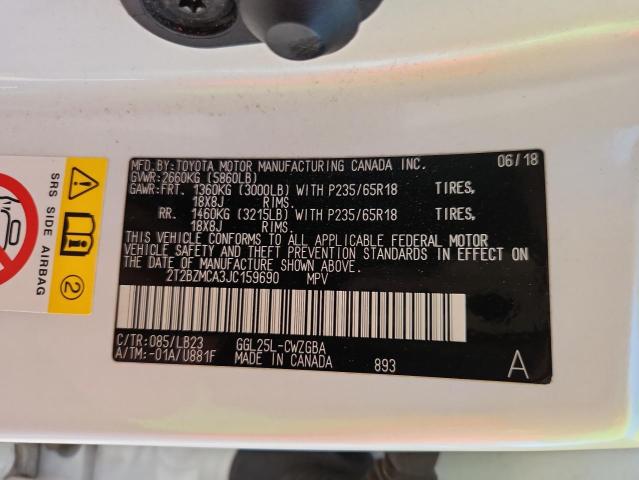 2T2BZMCA3JC159690 - 2018 LEXUS RX 350 BASE თეთრი ფოტო 14