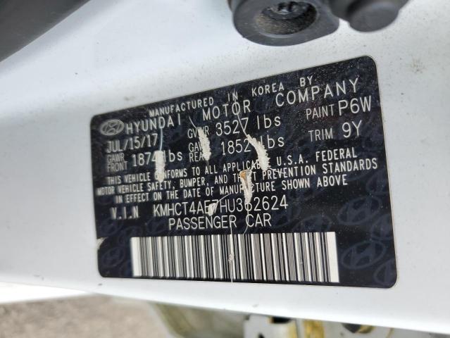 KMHCT4AE7HU362624 - 2017 HYUNDAI ACCENT SE WHITE photo 12