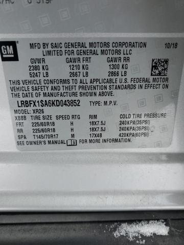 LRBFX1SA6KD043852 - 2019 BUICK ENVISION PREFERRED ვერცხლისფერი ფოტო 13