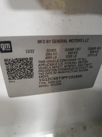 1G1ZC5ST3PF151949 - 2023 CHEVROLET MALIBU LS Ağ foto 13