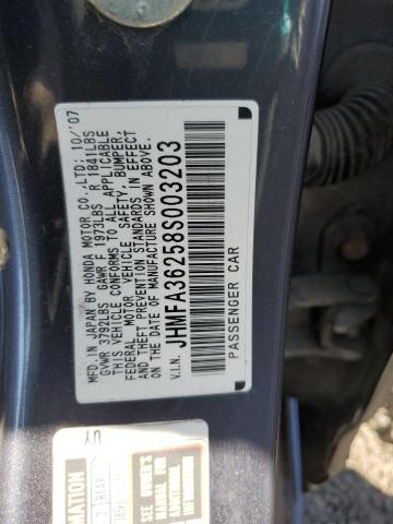 JHMFA36258S003203 - 2008 HONDA CIVIC HYBRID ლურჯი ფოტო 12