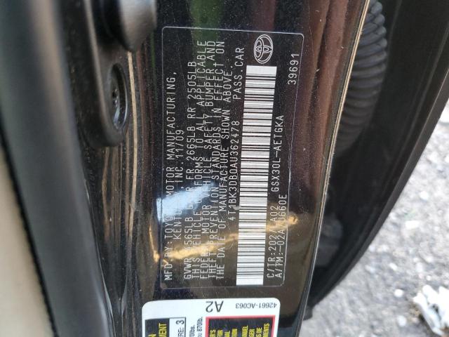 4T1BK3DB0AU362478 - 2010 TOYOTA AVALON XL შავი ფოტო 13