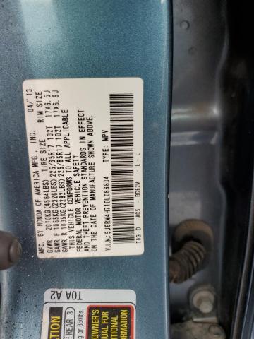 5J6RM4H71DL066804 - 2013 HONDA CR-V EXL TURQUOISE photo 12