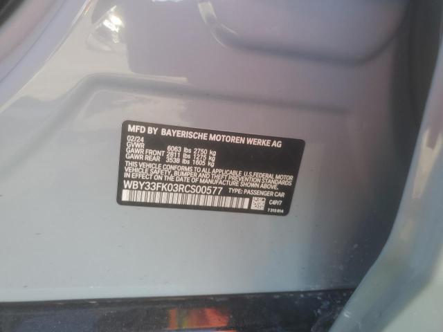 WBY33FK03RCS00577 - 2024 BMW I5 EDRIVE 40 SILVER photo 12