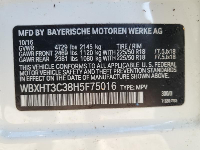 WBXHT3C38H5F75016 - 2017 BMW X1 XDRIVE28I WHITE photo 13