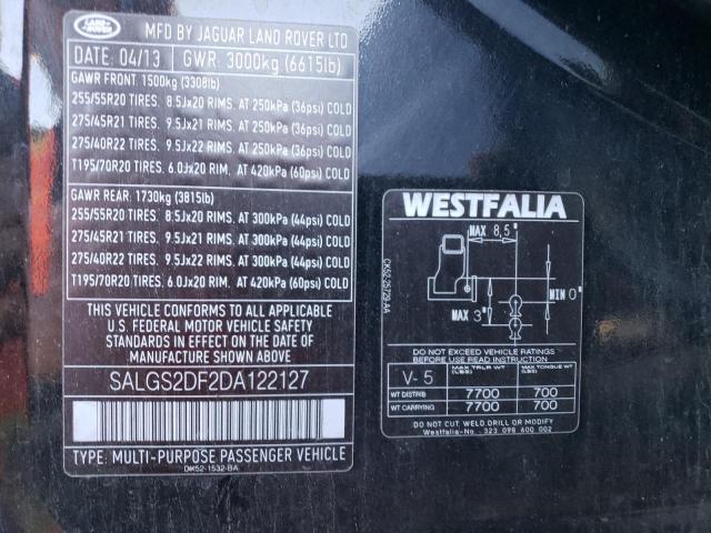 SALGS2DF2DA122127 - 2013 LAND ROVER RANGE ROVE HSE BLACK photo 14