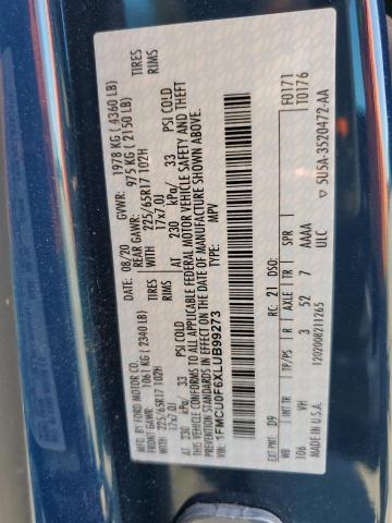 1FMCU0F6XLUB99273 - 2020 FORD ESCAPE S 蓝色 照片 13