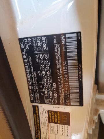 4JGDA5HB1EA401894 - 2014 MERCEDES-BENZ ML 350 4MATIC WHITE photo 12