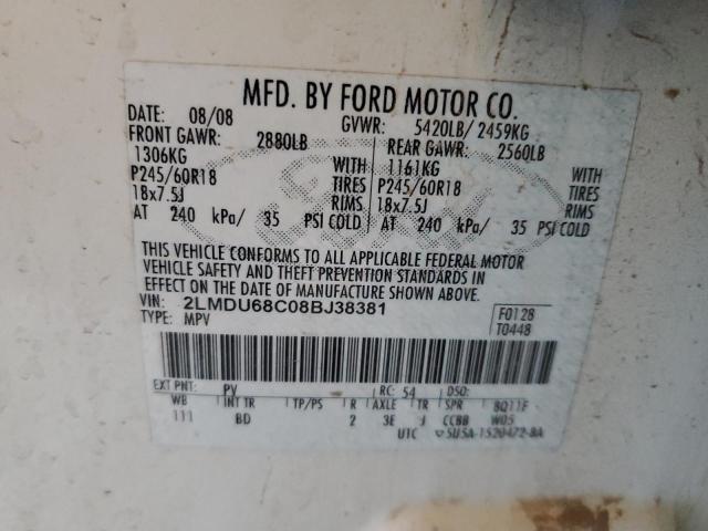 2LMDU68C08BJ38381 - 2008 LINCOLN MKX WHITE photo 13