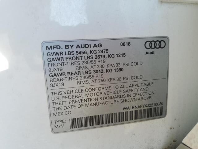 WA1BNAFYXJ2210036 - 2018 AUDI Q5 PREMIUM PLUS თეთრი ფოტო 12