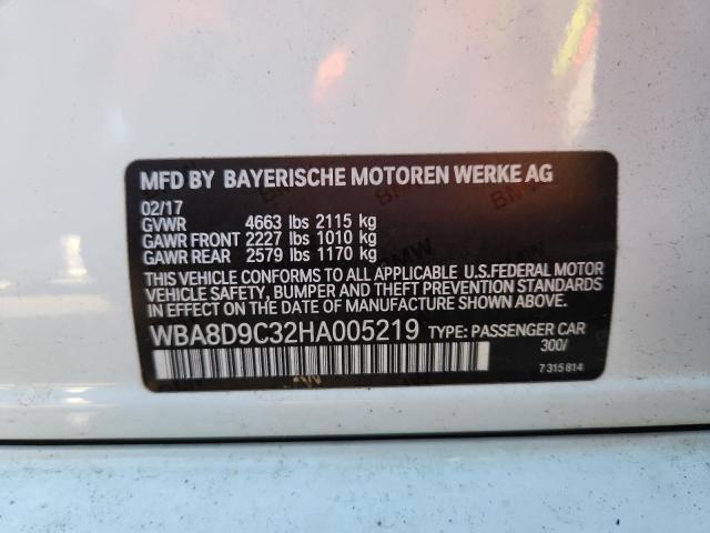 WBA8D9C32HA005219 - 2017 BMW 330 XI WHITE photo 12
