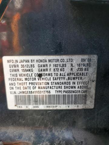 JHMGE88499S012766 - 2009 HONDA FIT SPORT BLACK photo 13