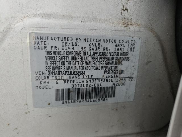 3N1AB7AP3JL628984 - 2018 NISSAN SENTRA S ვერცხლისფერი ფოტო 13