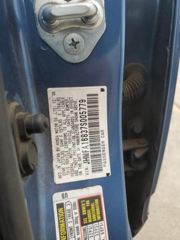 JHMFA16837S005779 - 2007 HONDA CIVIC EX BLUE photo 13