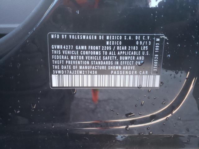 3VWD17AJ2EM217436 - 2014 VOLKSWAGEN JETTA SE BLACK photo 12