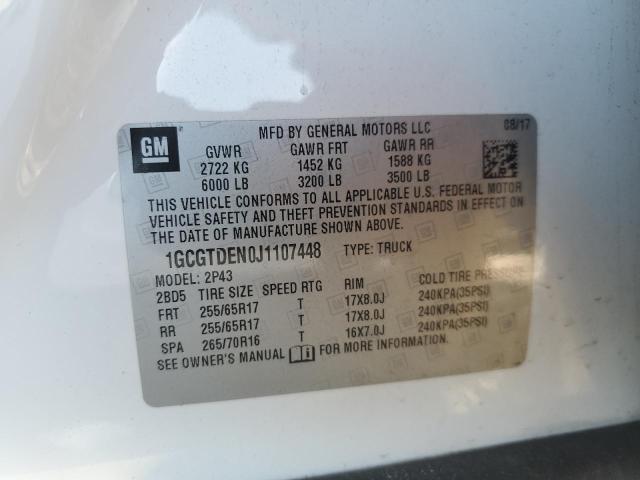 1GCGTDEN0J1107448 - 2018 CHEVROLET COLORADO Z71 WHITE photo 12