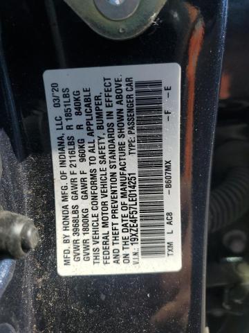 19XZE4F57LE014251 - 2020 HONDA INSIGHT EX BLUE photo 12