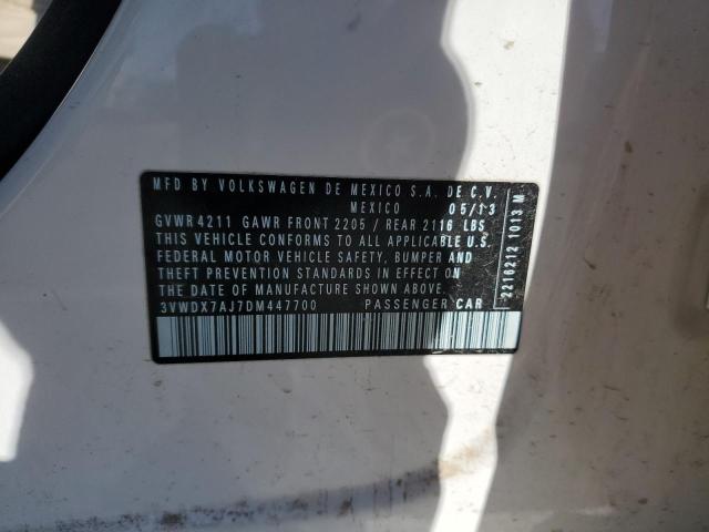 3VWDX7AJ7DM447700 - 2013 VOLKSWAGEN JETTA SE 白色 照片 12