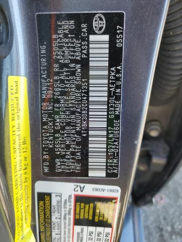 4T1BK3DB2CU471351 - 2012 TOYOTA AVALON BASE 灰色 照片 12