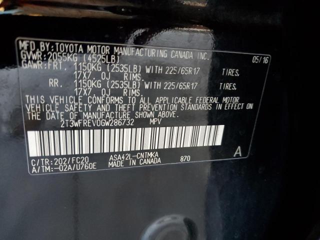 2T3WFREV0GW286732 - 2016 TOYOTA RAV4 XLE BLACK photo 13