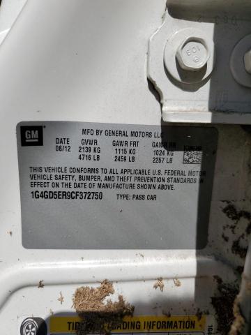 1G4GD5ER9CF372750 - 2012 BUICK LACROSSE PREMIUM Սպիտակ լուսանկար 12