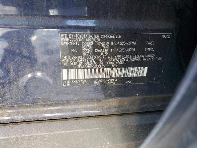 JTEAAAAH9MJ006029 - 2021 TOYOTA VENZA LE BLUE photo 13