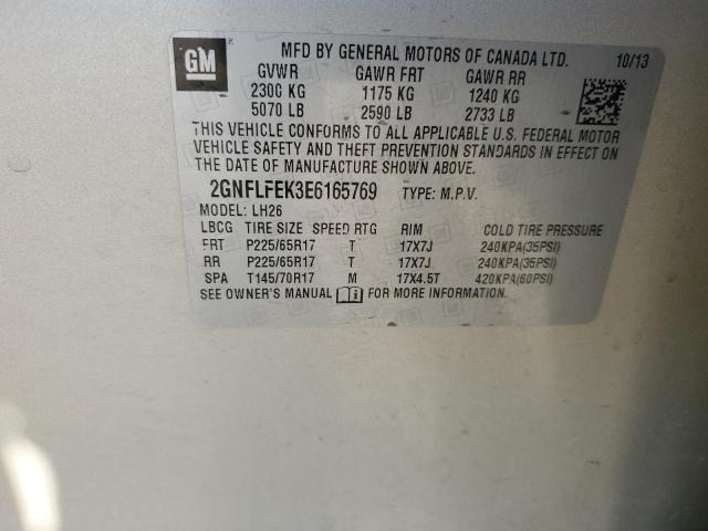 2GNFLFEK3E6165769 - 2014 CHEVROLET EQUINOX LT CREAM photo 13