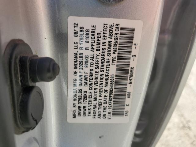 19XFB2F90CE086685 - 2012 HONDA CIVIC EXL ვერცხლისფერი ფოტო 13