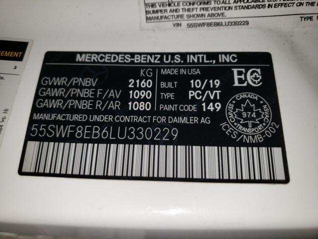 55SWF8EB6LU330229 - 2020 MERCEDES-BENZ C 300 4MATIC WHITE photo 12