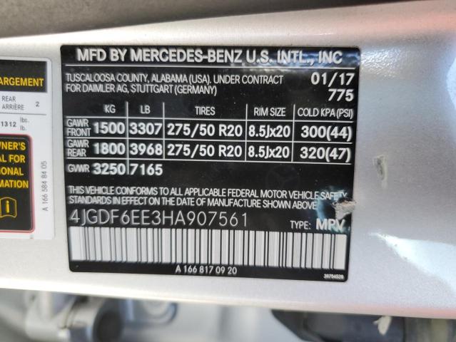 4JGDF6EE3HA907561 - 2017 MERCEDES-BENZ GLS 450 4MATIC SILVER photo 13