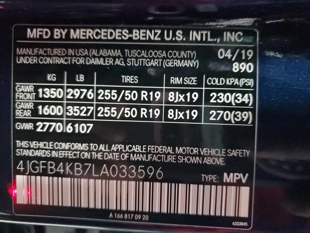 4JGFB4KB7LA033596 - 2020 MERCEDES-BENZ GLE 350 4MATIC BLUE photo 13