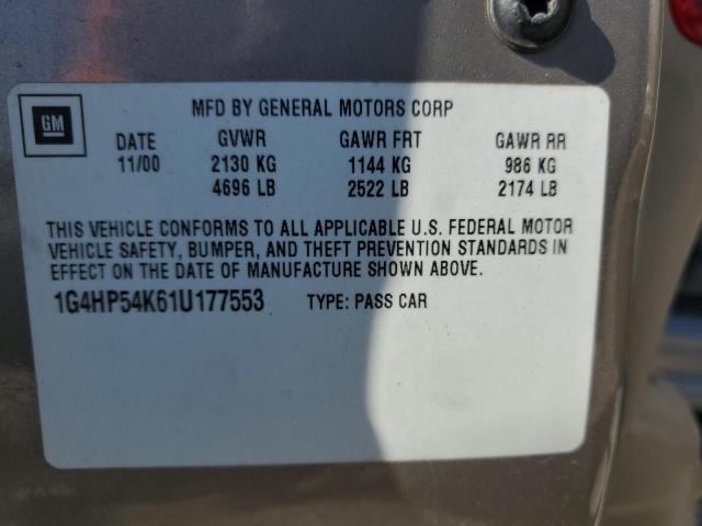 1G4HP54K61U177553 - 2001 BUICK LESABRE CUSTOM ბეჟი ფოტო 12