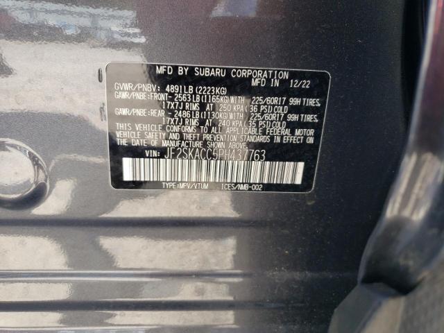 JF2SKACC5PH437763 - 2023 SUBARU FORESTER GRAY photo 13