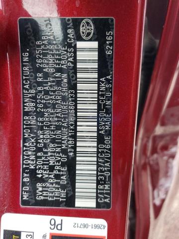 4T1BF1FKXHU660133 - 2017 TOYOTA CAMRY LE RED photo 12