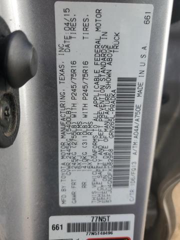 5TFJU4GN0FX082958 - 2015 TOYOTA TACOMA DOUBLE CAB PRERUNNER SILVER photo 12