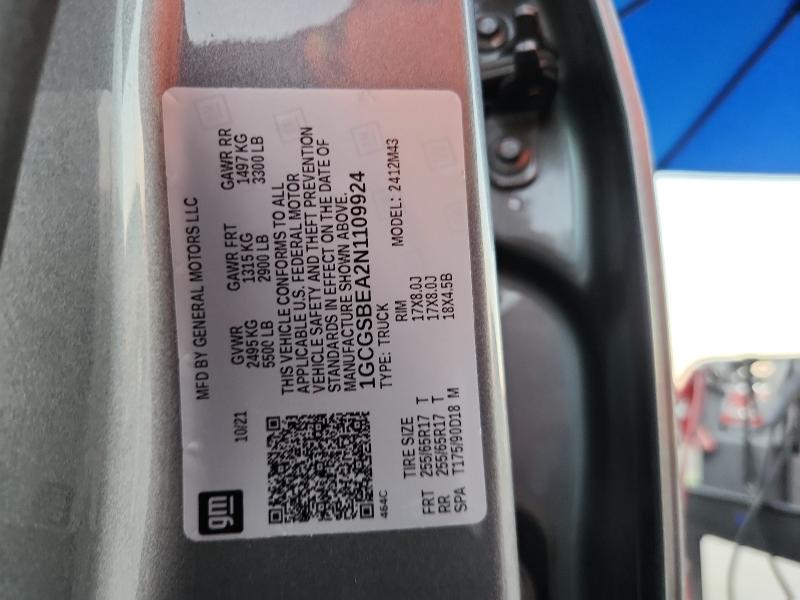 1GCGSBEA2N1109924 - 2022 CHEVROLET COLORADO GRAY photo 12