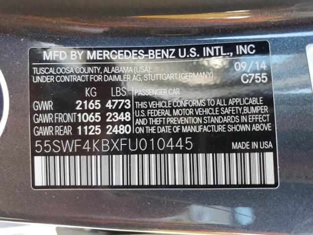 55SWF4KBXFU010445 - 2015 MERCEDES-BENZ C 300 4MATIC GRAY photo 12