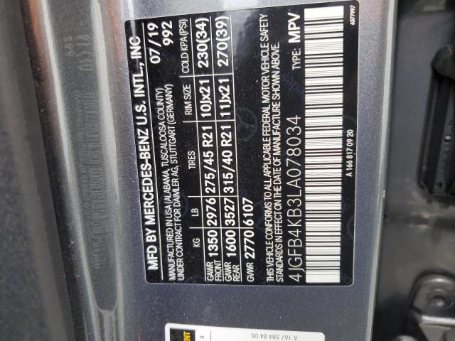 4JGFB4KB3LA078034 - 2020 MERCEDES-BENZ GLE 350 4MATIC GRAY photo 14