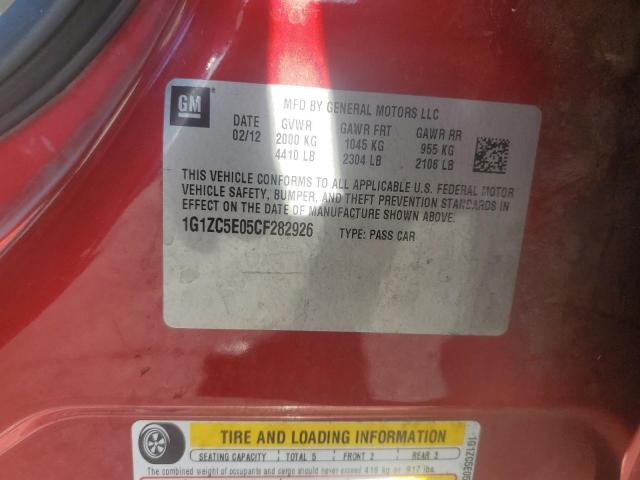 1G1ZC5E05CF282926 - 2012 CHEVROLET MALIBU 1LT Қызыл фото 12