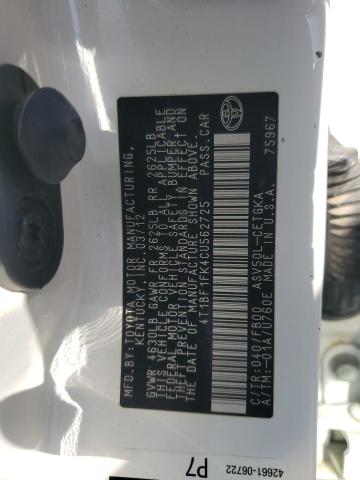 4T1BF1FK4CU562725 - 2012 TOYOTA CAMRY BASE WHITE photo 12