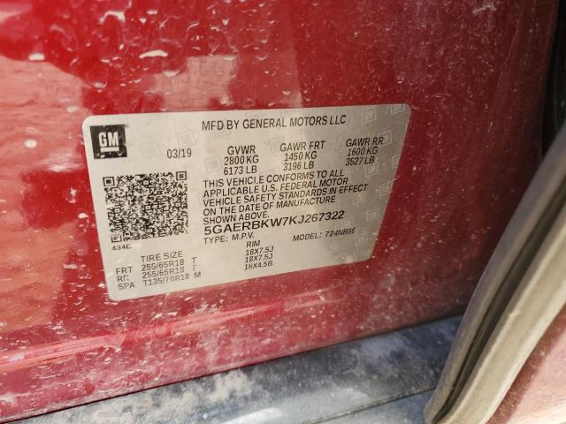 5GAERBKW7KJ267322 - 2019 BUICK ENCLAVE ESSENCE أحمر صورة 13