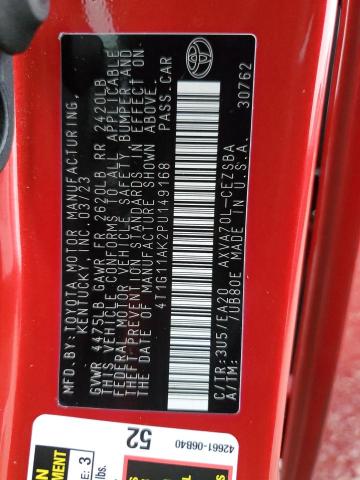 4T1G11AK2PU149168 - 2023 TOYOTA CAMRY SE NIGHT SHADE ORANGE photo 12