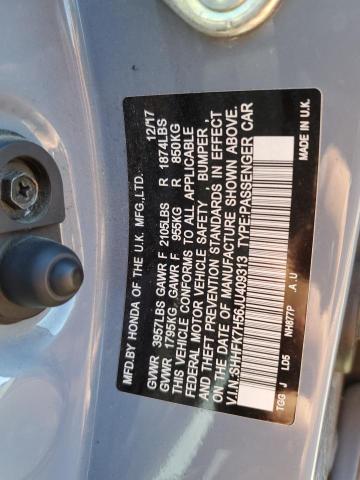 SHHFK7H56JU409313 - 2018 HONDA CIVIC EX ნაცრისფერი ფოტო 12