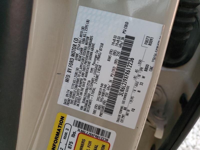 3LN6L2J9XFR612236 - 2015 LINCOLN MKZ GOLD photo 12