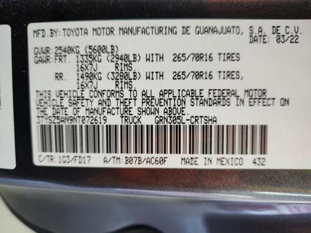 3TYSZ5AN9NT072619 - 2022 TOYOTA TACOMA ACCESS CAB Grafit fotoğraf 13
